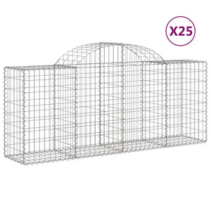 Gabionen mit Hochbogen 25 Stk. 200x50x80/100cm Verzinktes Eisen