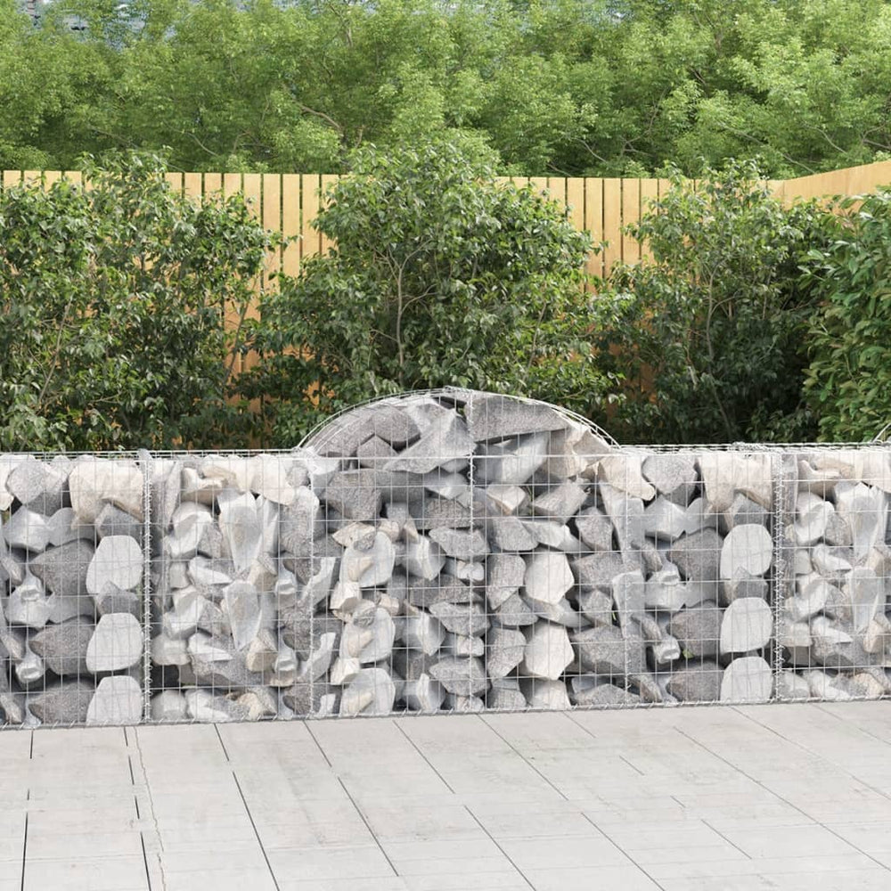 Gabionen mit Hochbogen 40 Stk. 200x50x80/100cm Verzinktes Eisen