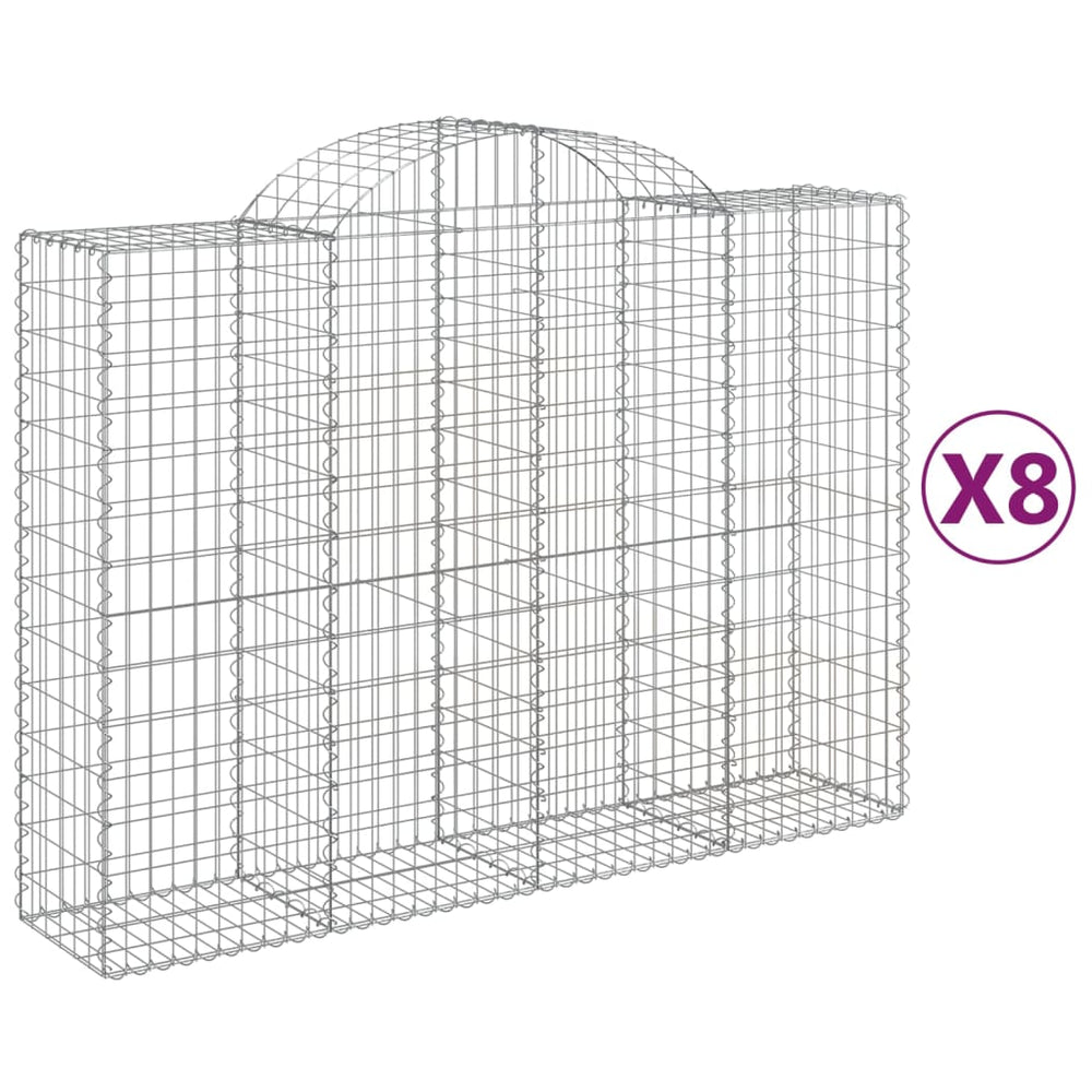 vidaXL Gabions avec arche haute 8 pcs 200x50x140/160cm Fer galvanisé