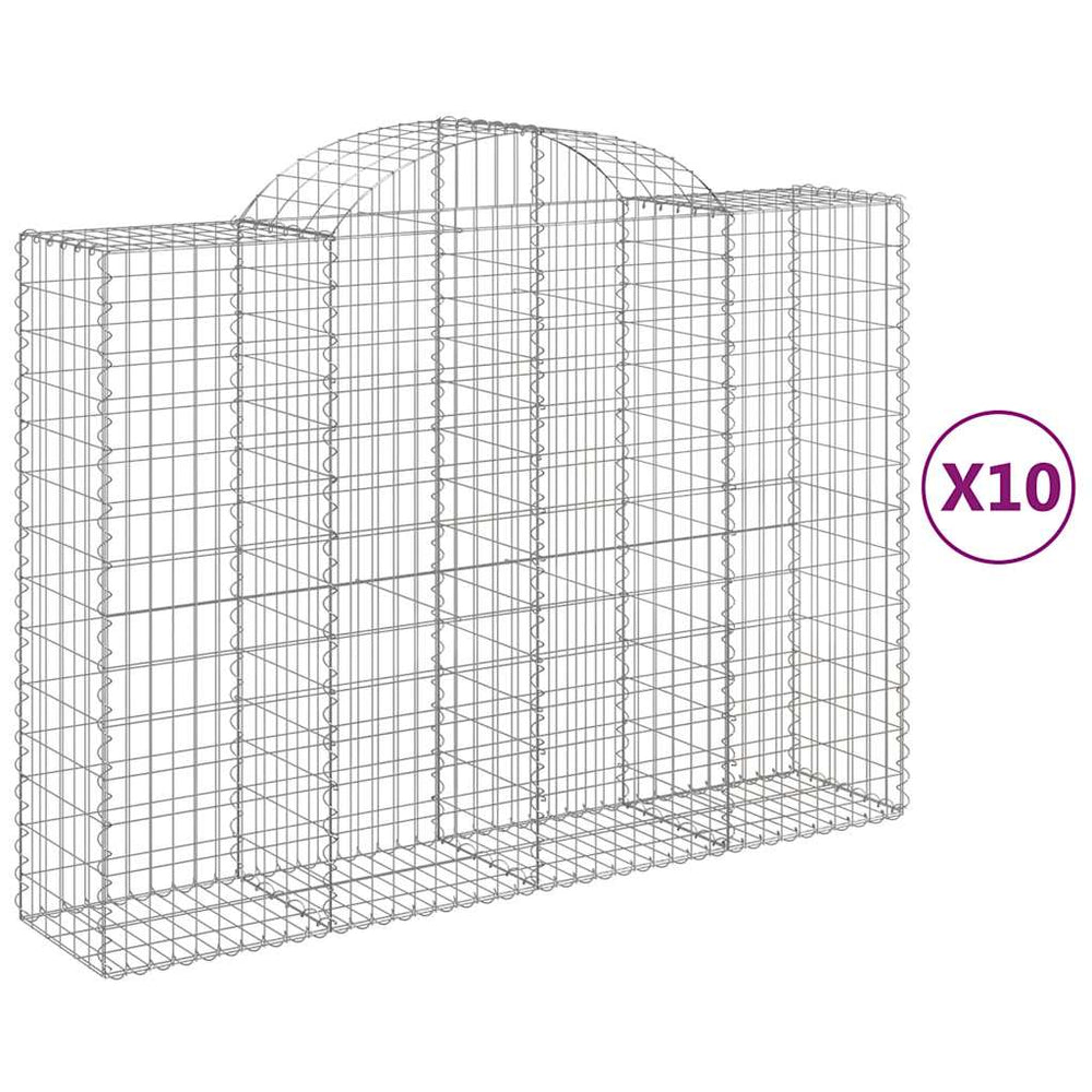 vidaXL Gabions avec arc en ogive 10 pcs 200x50x140/160 cm Fer galvanisé