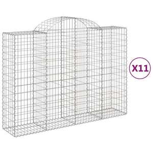 Gabionen mit Hochbogen 11Stk. 200x50x140/160cm Verzinktes Eisen