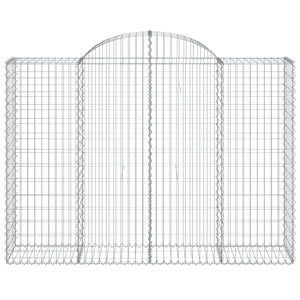 Gabionen mit Hochbogen 11Stk. 200x50x140/160cm Verzinktes Eisen