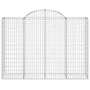 Gabionen mit Hochbogen 18Stk. 200x50x140/160cm Verzinktes Eisen