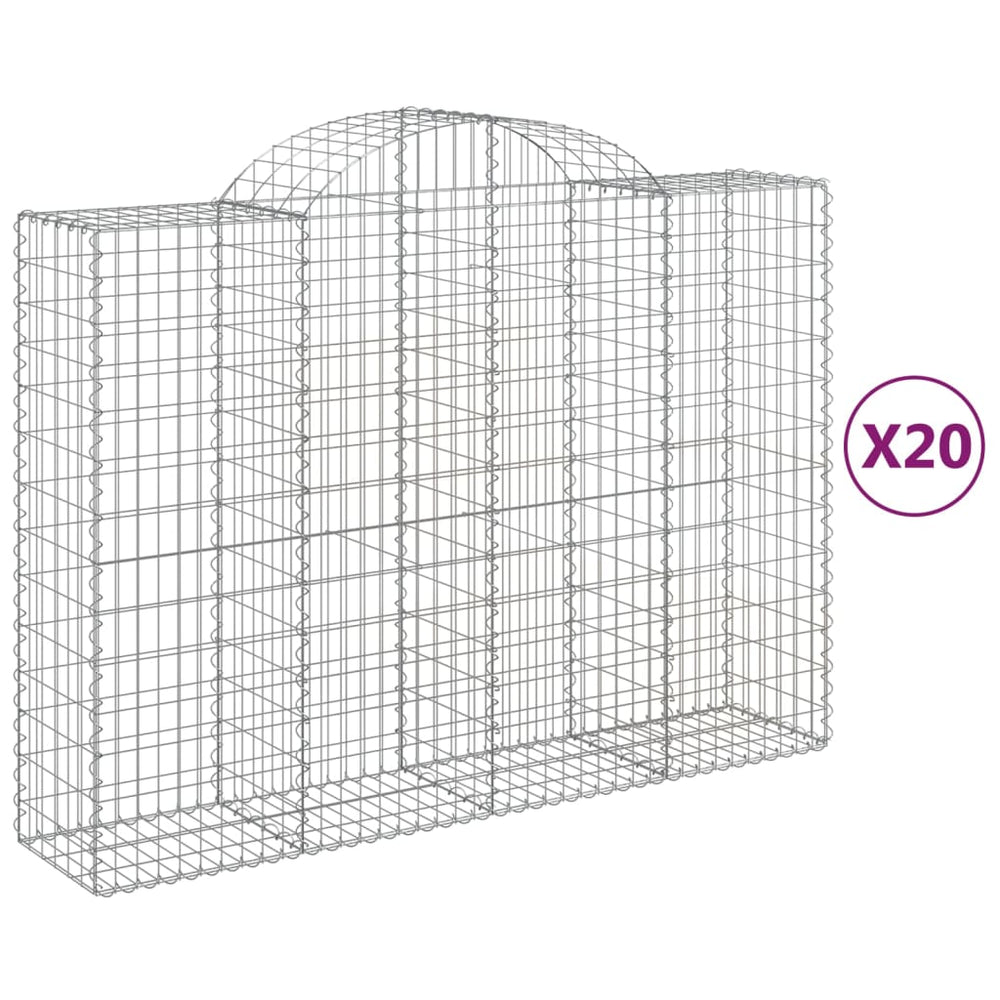 vidaXL Gabions à arc élevé 20 pcs 200x50x140/160 cm Fer galvanisé