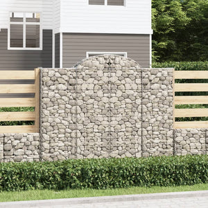 Gabionen mit Hochbogen 2 Stk. 200x50x160/180cm Verzinktes Eisen