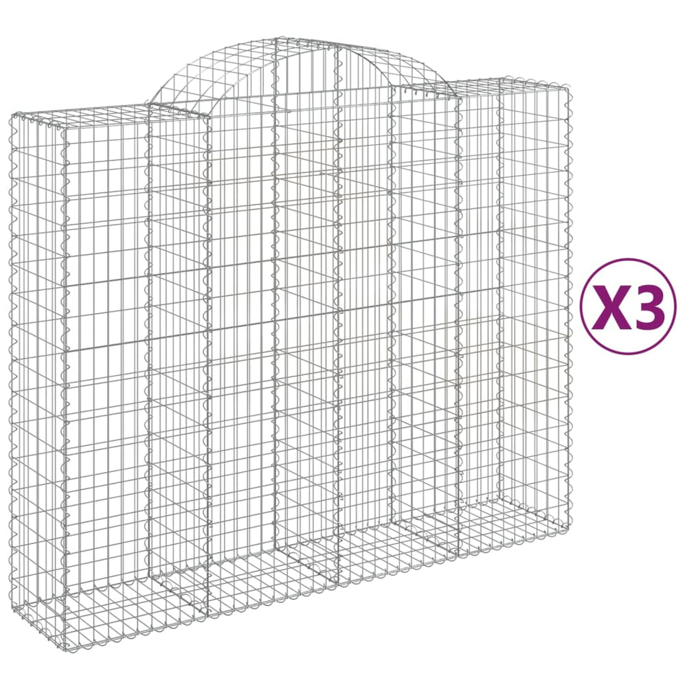 vidaXL Gabions à arc élevé 3 pcs 200x50x160/180cm Fer galvanisé