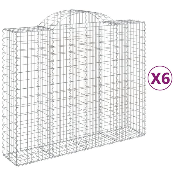 Gabionen mit Hochbogen 6 Stk. 200x50x160/180cm Verzinktes Eisen