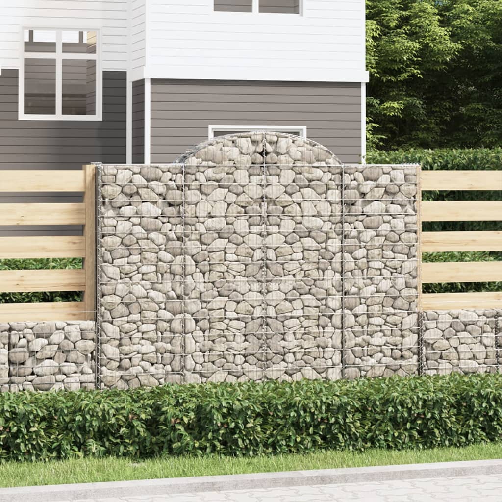Gabionen mit Hochbogen 7 Stk. 200x50x160/180cm Verzinktes Eisen
