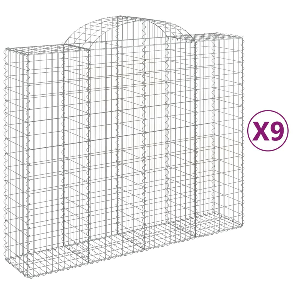 vidaXL Gabions à arc surélevé 9 pcs 200x50x160/180cm Fer galvanisé