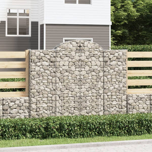 Gabionen mit Hochbogen 12Stk. 200x50x160/180cm Verzinktes Eisen