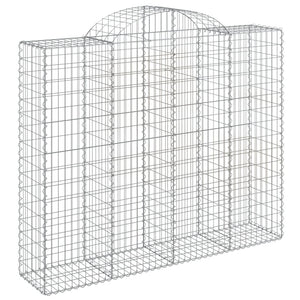Gabionen mit Hochbogen 13Stk. 200x50x160/180cm Verzinktes Eisen