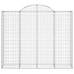 Gabionen mit Hochbogen 13Stk. 200x50x160/180cm Verzinktes Eisen