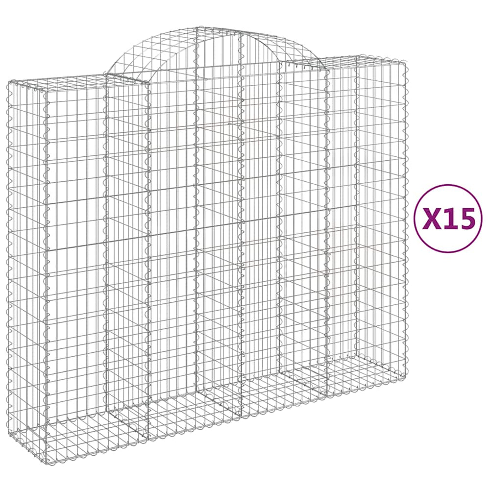 vidaXL Gabions avec arche haute 15 pces 200x50x160/180cm Fer galvanisé