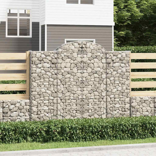 Gabionen mit Hochbogen 15Stk. 200x50x160/180cm Verzinktes Eisen