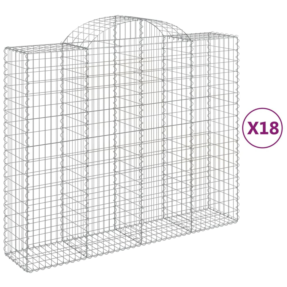 vidaXL Gabions avec arche haute 18 pièces 200x50x160/180 cm Fer galvanisé