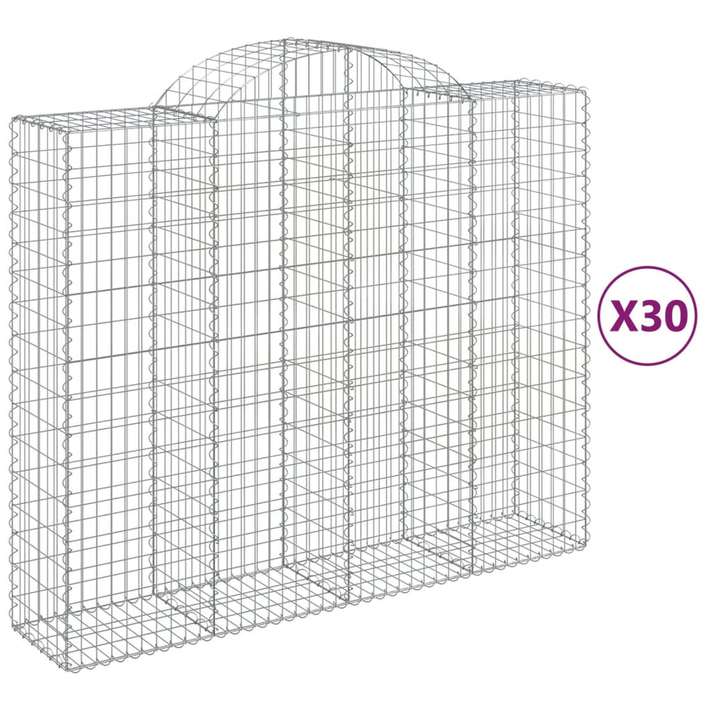 vidaXL Gabions avec arche haute 30 pcs 200x50x160/180 cm Fer galvanisé
