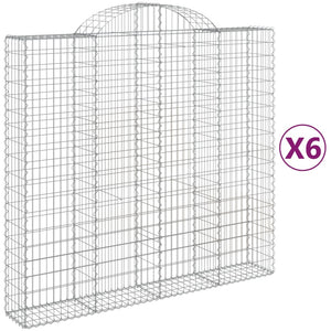Gabionen mit Hochbogen 6 Stk. 200x50x180/200cm Verzinktes Eisen