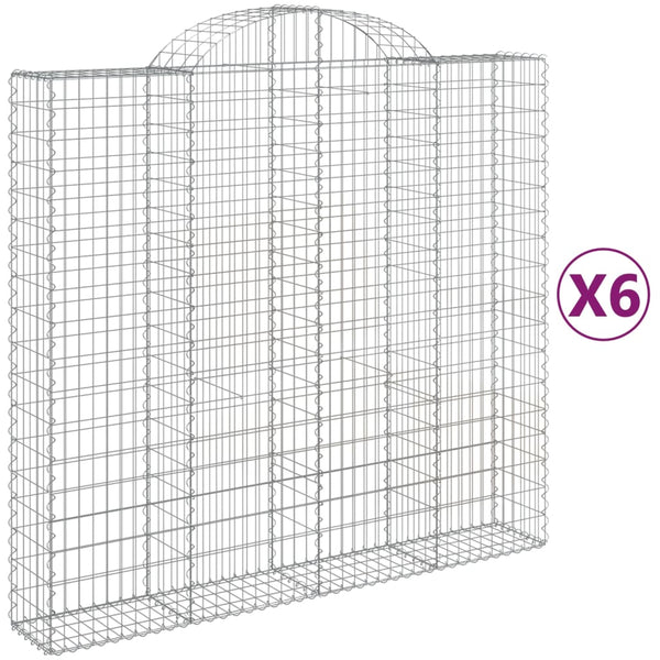 Gabionen mit Hochbogen 6 Stk. 200x50x180/200cm Verzinktes Eisen