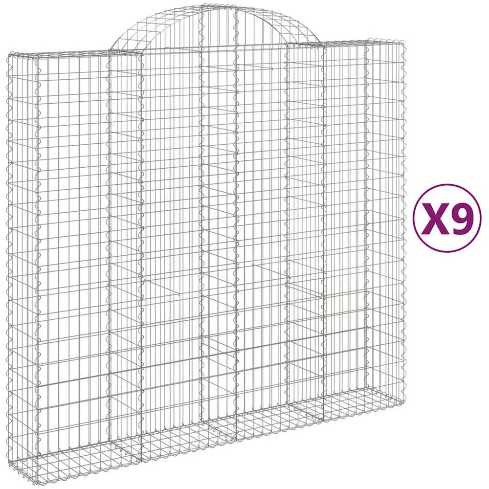 vidaXL Gabions avec arche haute 9 pcs 200x50x180/200 cm Fer galvanisé
