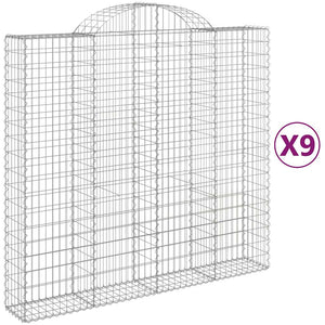 Gabionen mit Hochbogen 9 Stk. 200x50x180/200cm Verzinktes Eisen