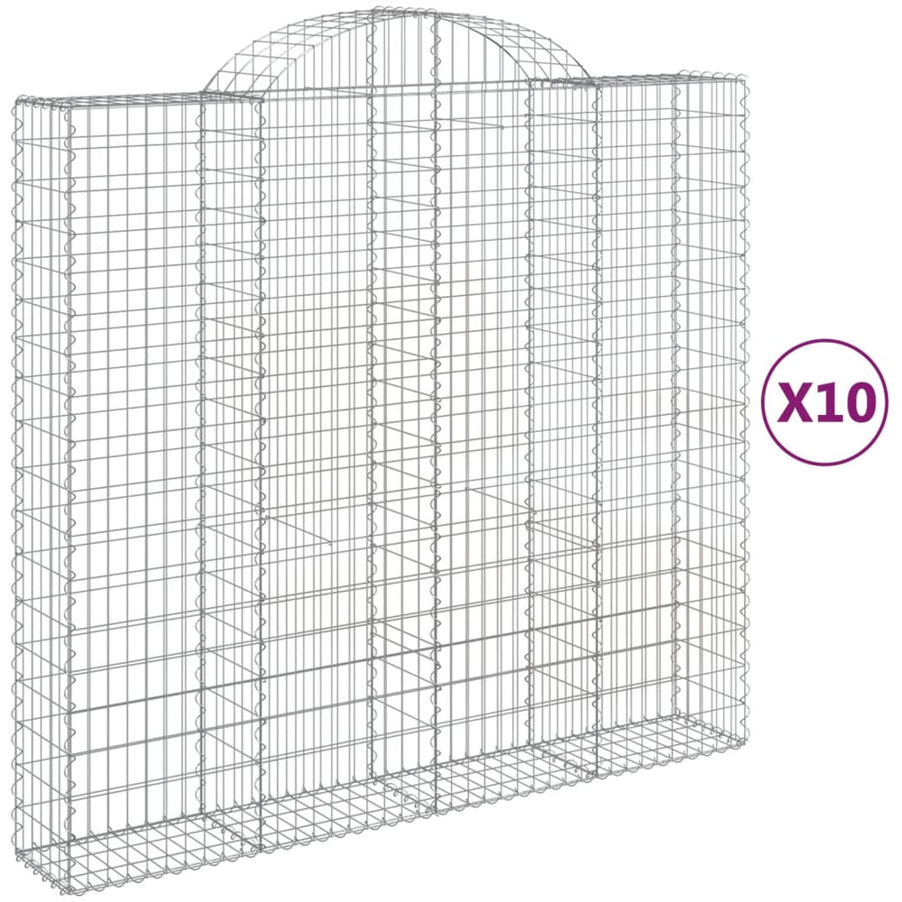 vidaXL Gabions avec arche 10 pcs 200x50x180/200cm Fer Galvanisé