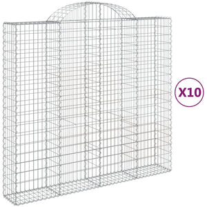 Gabionen mit Hochbogen 10Stk. 200x50x180/200cm Verzinktes Eisen