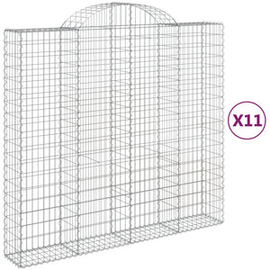Gabionen mit Hochbogen 11Stk. 200x50x180/200cm Verzinktes Eisen