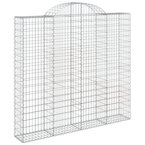 Gabionen mit Hochbogen 11Stk. 200x50x180/200cm Verzinktes Eisen