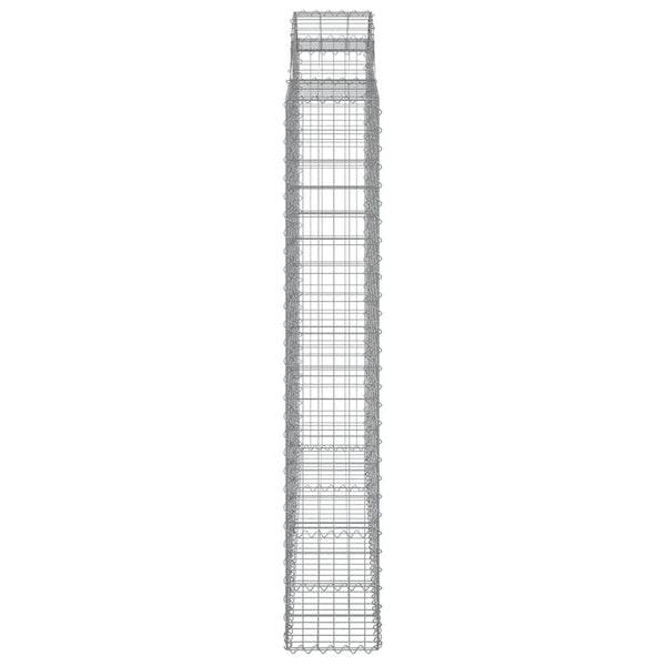 Gabionen mit Hochbogen 11Stk. 200x50x180/200cm Verzinktes Eisen