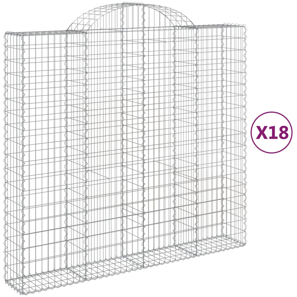 vidaXL Gabions à arc supérieur 18 pcs. 200x50x180/200cm Fer galvanisé