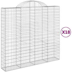 Gabionen mit Hochbogen 18Stk. 200x50x180/200cm Verzinktes Eisen