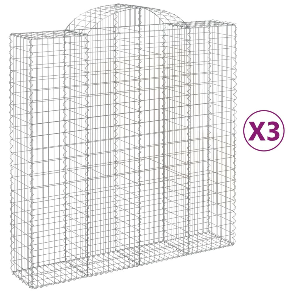 vidaXL Gabions avec arche 3 pces 200x50x200/220 cm Fer galvanisé