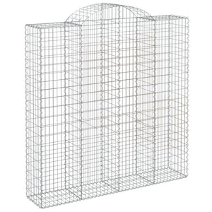 Gabionen mit Hochbogen 5 Stk. 200x50x200/220cm Verzinktes Eisen