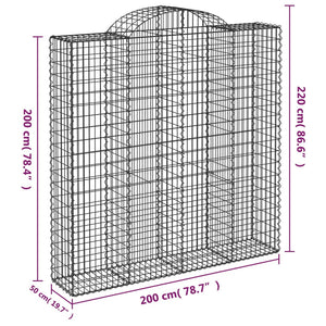 Gabionen mit Hochbogen 6 Stk. 200x50x200/220cm Verzinktes Eisen