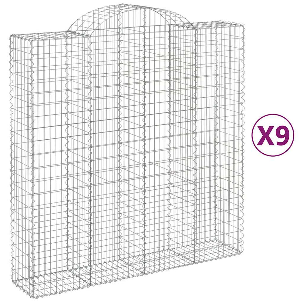 vidaXL Gabions à arc élevé 9 pcs 200x50x200/220cm Fer galvanisé