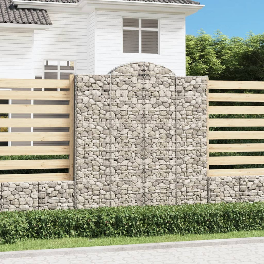 vidaXL Gabions avec arche haute 2 pcs 200x50x220/240 cm Fer galvanisé