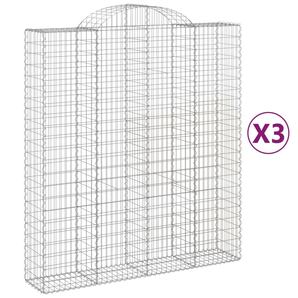 vidaXL Gabions à arc surélevé 3 pcs. 200x50x220/240cm Fer galvanisé