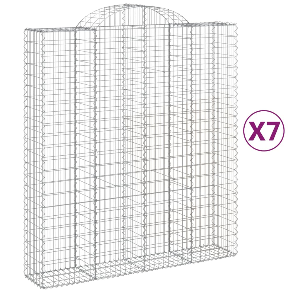 vidaXL Gabions avec arche 7 pcs 200x50x220/240 cm Fer galvanisé
