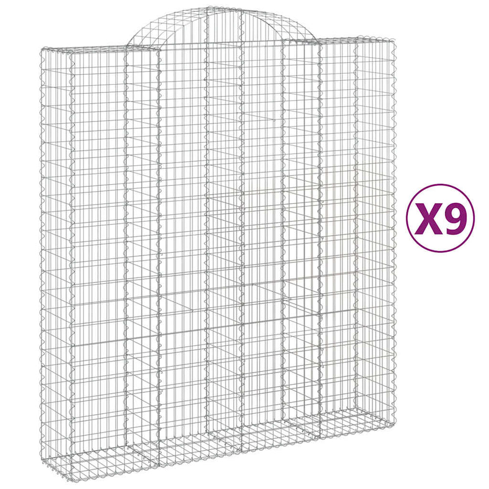 vidaXL Gabions à arc surélevé 9 pcs 200x50x220/240cm Fer galvanisé