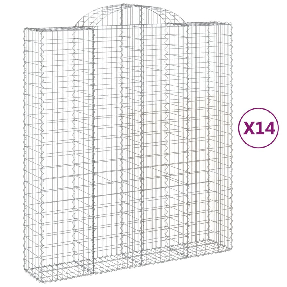 vidaXL Gabions avec arche haute 14 pcs 200x50x220/240 cm Fer galvanisé