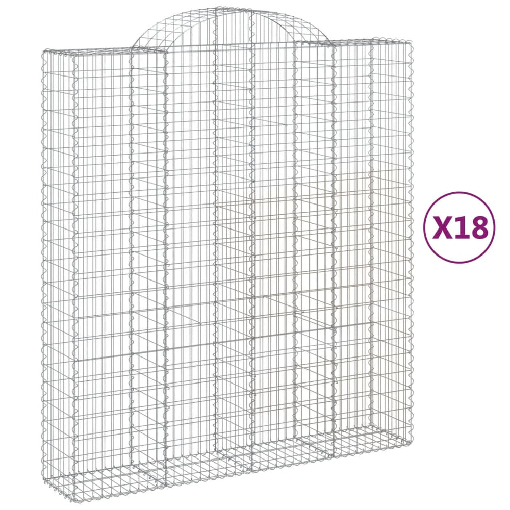 vidaXL Gabions à arc surélevé 18 pcs 200x50x220/240 cm Fer galvanisé