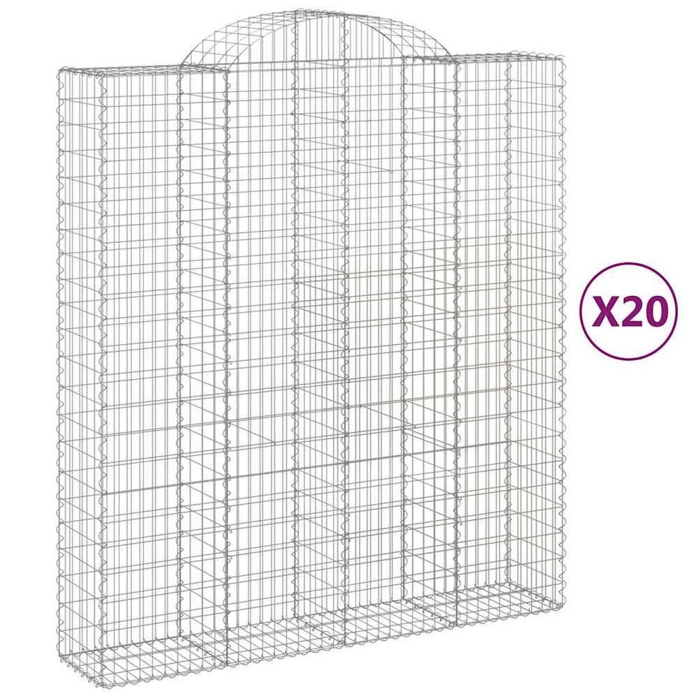 vidaXL Gabions à arche surélevée 20 pcs 200x50x220/240 cm Fer galvanisé