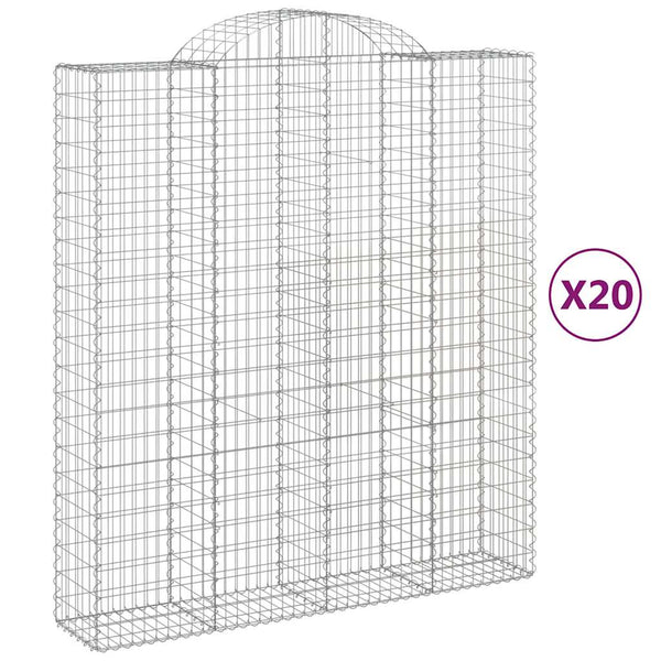 Gabionen mit Hochbogen 20Stk. 200x50x220/240cm Verzinktes Eisen