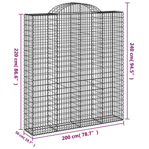 Gabionen mit Hochbogen 20Stk. 200x50x220/240cm Verzinktes Eisen