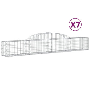 Gabionen mit Hochbogen 7 Stk. 300x30x40/60 cm Verzinktes Eisen