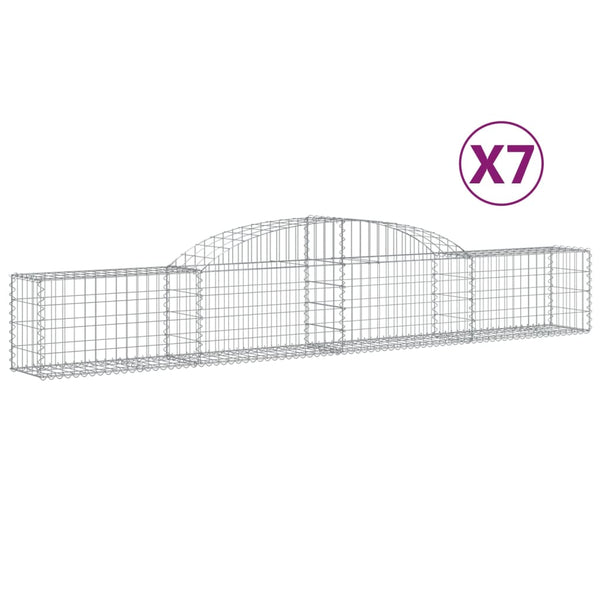Gabionen mit Hochbogen 7 Stk. 300x30x40/60 cm Verzinktes Eisen