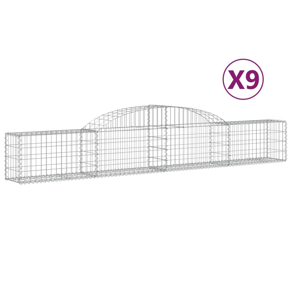 vidaXL Gabions à arc élevé 9 pcs. 300x30x40/60 cm Fer galvanisé