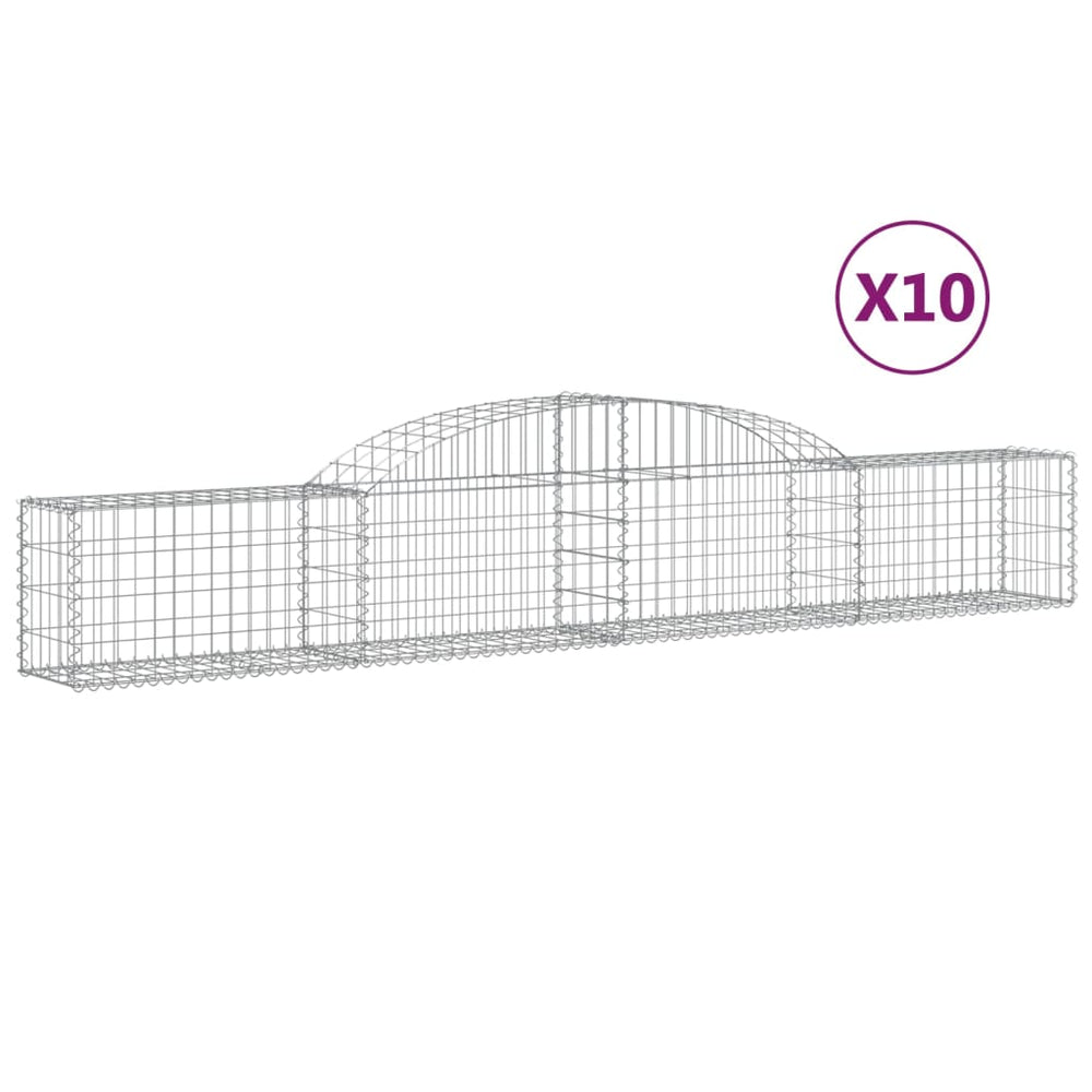 vidaXL Gabions avec arche 10 pcs 300x30x40/60 cm Fer galvanisé