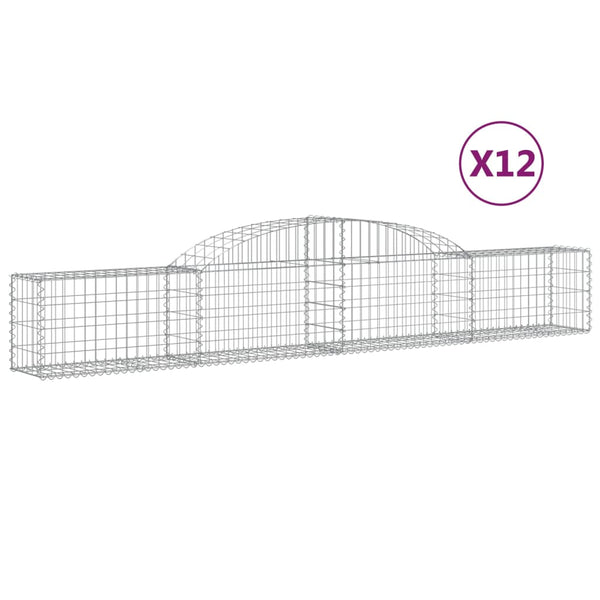 Gabionen mit Hochbogen 12 Stk. 300x30x40/60 cm Verzinktes Eisen