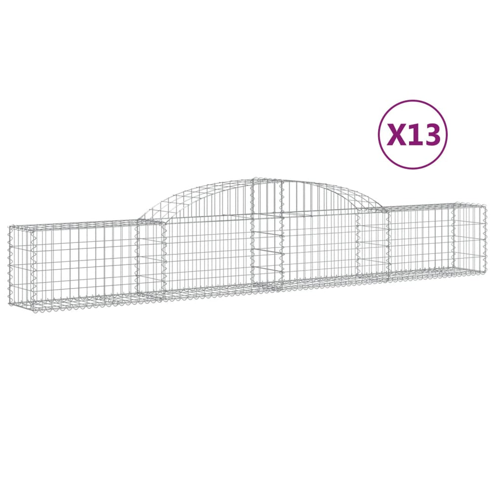 vidaXL Gabions à arc surélevé 13 pcs 300x30x40/60 cm Fer galvanisé